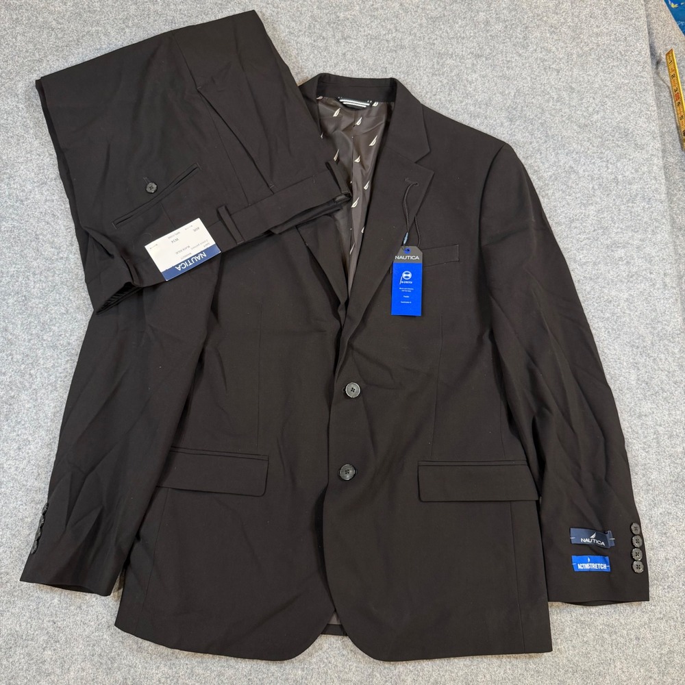 Nautica Gaff Mens 40R W34 Black Bi-Stretch 2 Piece Suit NA000277 New